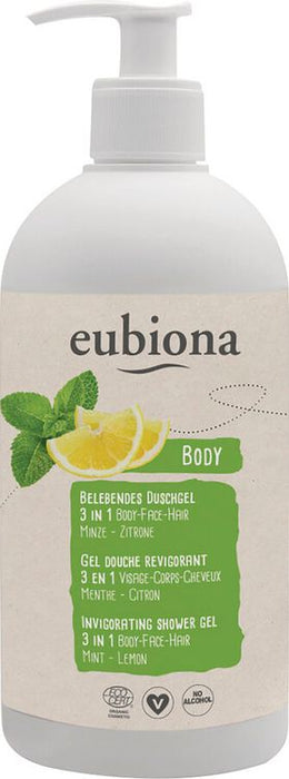Eubiona - Belebendes Duschgel 3 in 1 Minze-Zitrone, 500ml